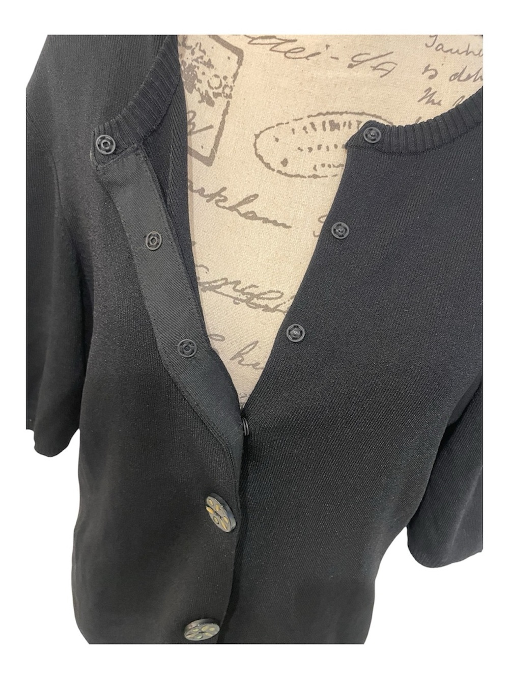 Josephine Chaus Black Knit Button Front Cardigan Top Size Small - Picture 6 of 9